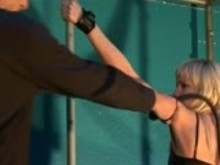BDSM whipping in restraints   