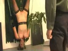 Extreme BDSM - Nettle torture with inverted suspension          