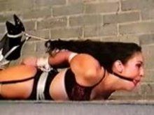 Jewell Marceu in tight hogtie Bondage