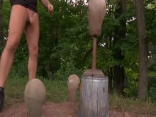 Cruel Facefucking for buried slave