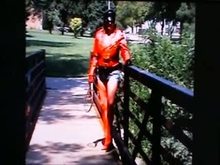 Red Leather Mistress Outdoors