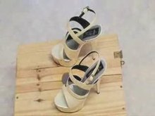 Golden plateau heels torturing cock