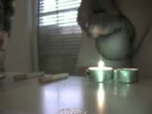 Cock torment with candles