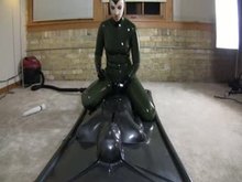 Femdom - Latexgirl using Man in Vacbed