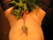 Lady tormentrs cock and balls with Nettles