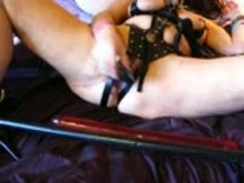 Restrained Slave Girl Playing with Her Pussy