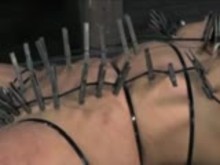 Tortured with cloth pins and Hot Wax