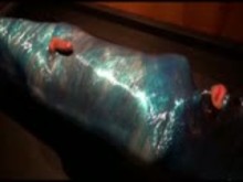 Femdom Handjob Tease in Plastic Wrap