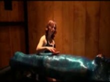 Femdom Handjob Tease in Plastic Wrap