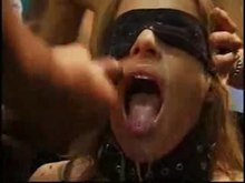 Bukkake Slave collared and blindfolded - Part 1
