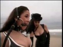 On the beach - Lezdom Pony play