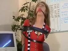 Belt restrained gagged MILF