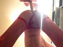Sissy pegged on the table - Homemade
