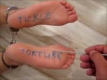 Tickle torment in leg cuffs