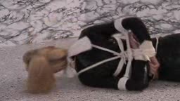 blonde latex schoolgirl tied up