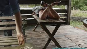 Outdoors Bondage and Tit Torture