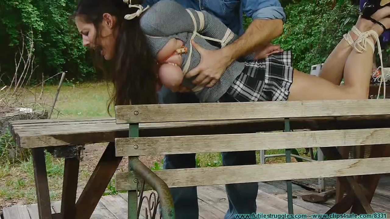 Outdoors Bondage and Tit torment