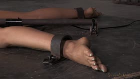Restrained for brutal throat fucking