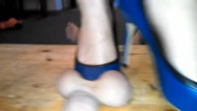 Brutal Ball Stomping with High Heels