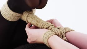 Blonde struggle in hogtied