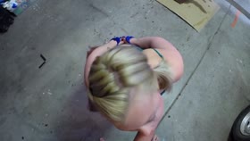 Sucking and swallowing in cuffs