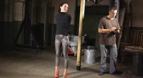 Extreme bondage and pain for brunette woman