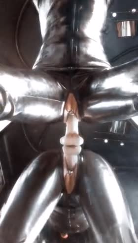 Latex Catsuit Dildo Riding