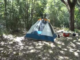 Camper in ropes