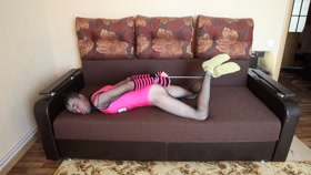 Bondage in socks and fishnet