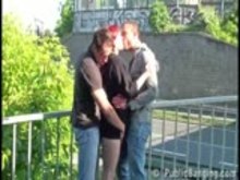 Risky threesome by a busy freeway! WAY COOL!