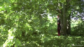 Bondage and breathplay outdoors