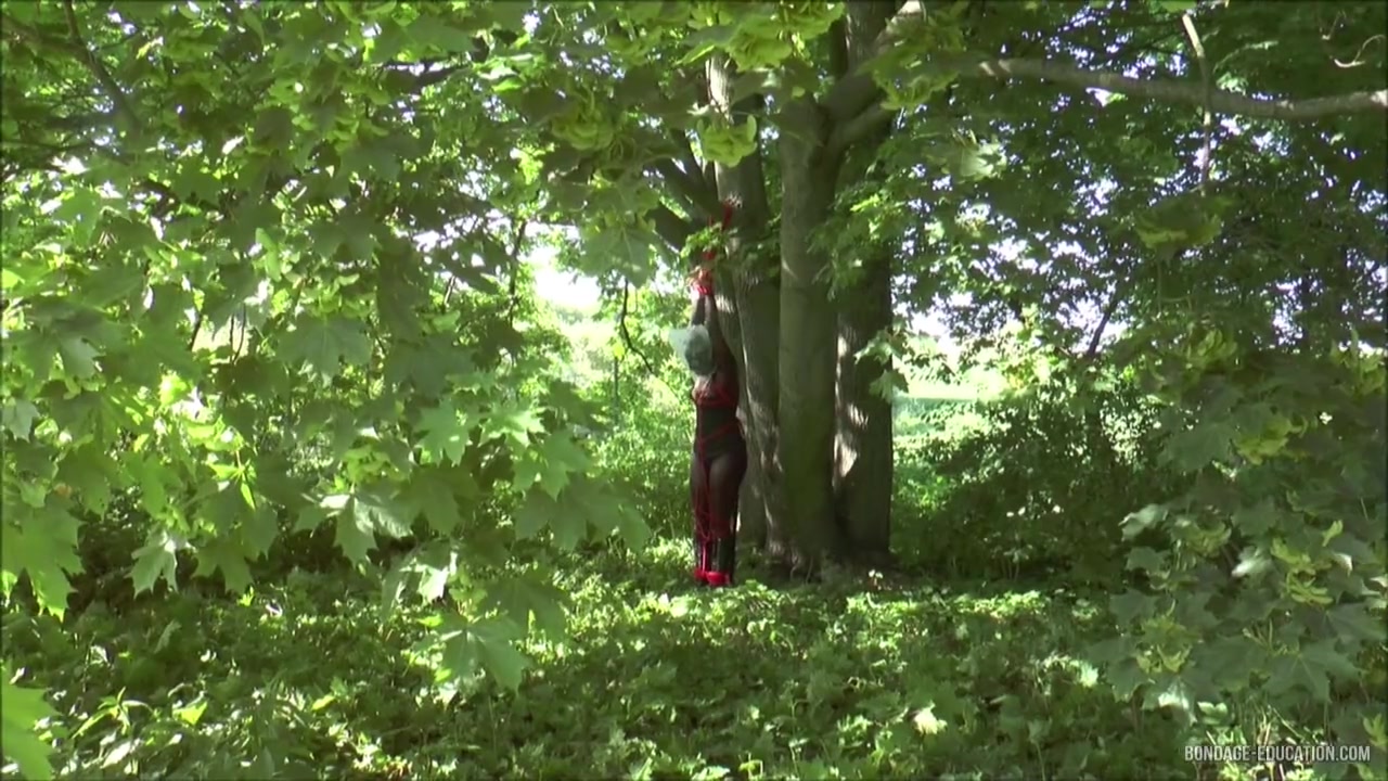 Bondage and breathplay outdoors