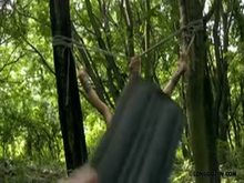 Brutal outdoor whipping with lola.