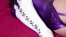 Hooded Asian in armbinder