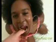 Ebony made to drink piss and thoat fucked ...