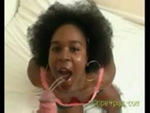 Ebony made to drink piss and thoat fucked ...