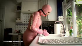 Dishwasher in Catsuit and Chains