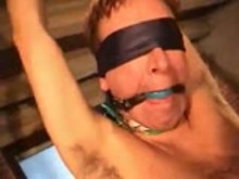 Bound and gagged handjob