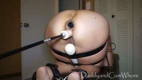 Cum Whore Strapped Up for the Fucking Machine