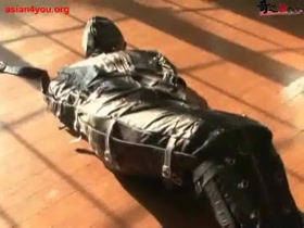 Asian in a Body Bag with a Forced Orgasm
