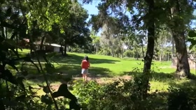 Slave Hogtied Outdoors