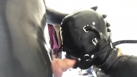 Latex Hood Mouth Gag Blowjob