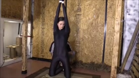 Ren Gets Hogtied in catsuit
