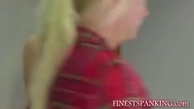 Blonde Humiliates Brunette Slave
