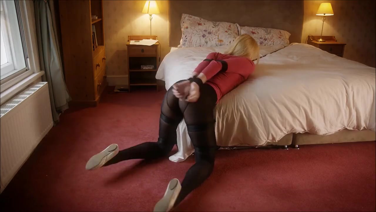Tied Lady in Black Pantyhose