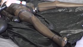 Latex Bondage Orgasm in Black