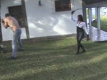 Heavy Bullwhipping Outdoors 