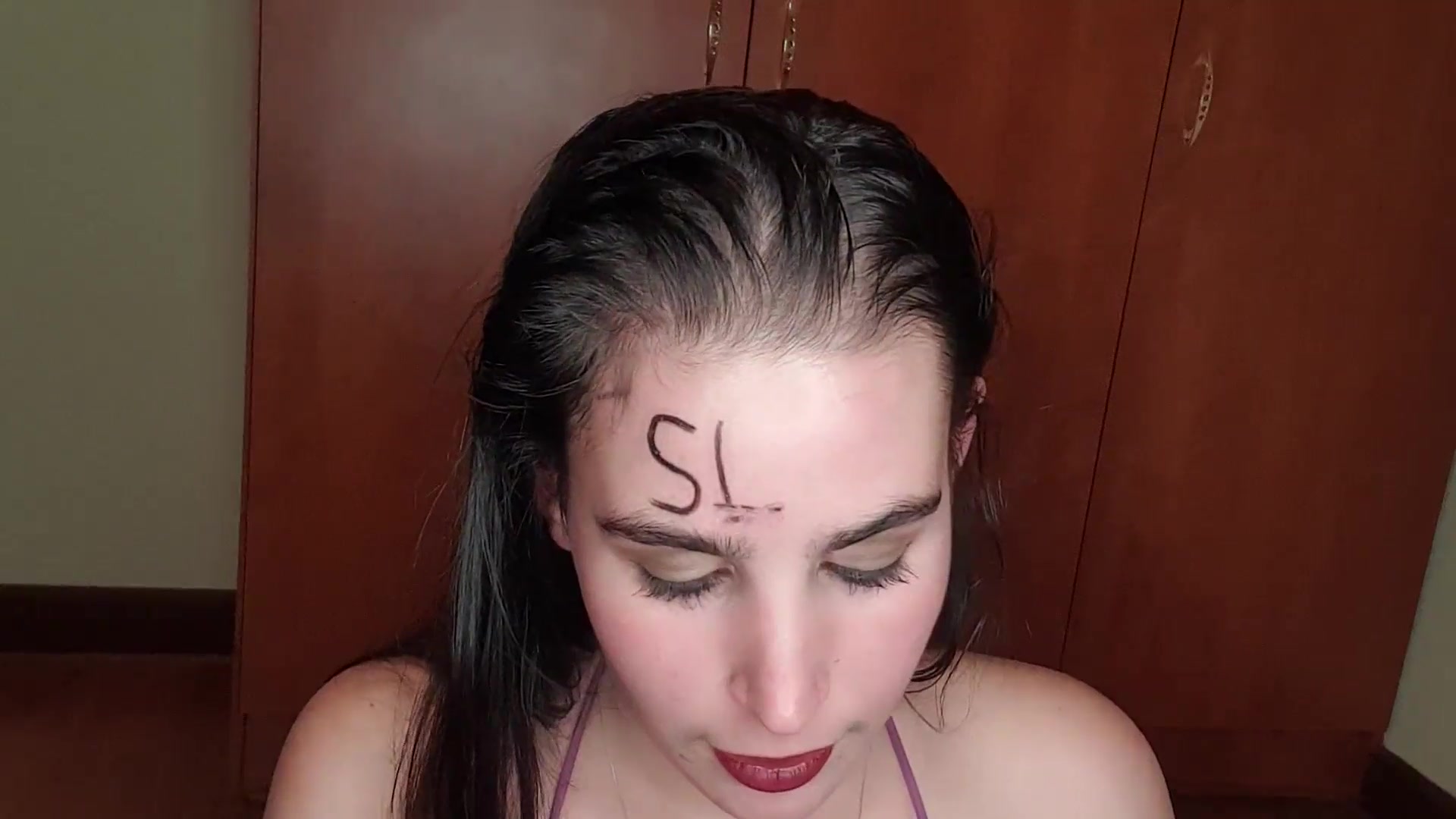 Self Degrading Slut Eats Piss Covered Fruits Body Writing