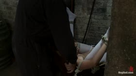 Our Little Pig Tailed Cutey is Tied Like a Slut Caned and Finger Fucked Till she Squirts!