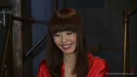 Japanese fucktoy gets her tiny holes stuffed with American cock